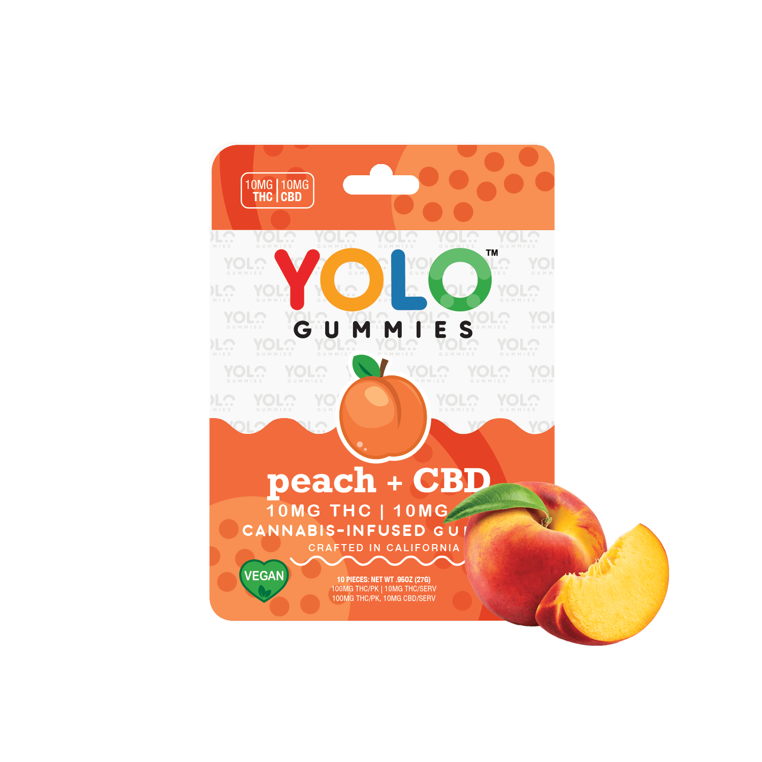 Peach 100mg CBD + THC Gummies - 10 Pack Mixed
